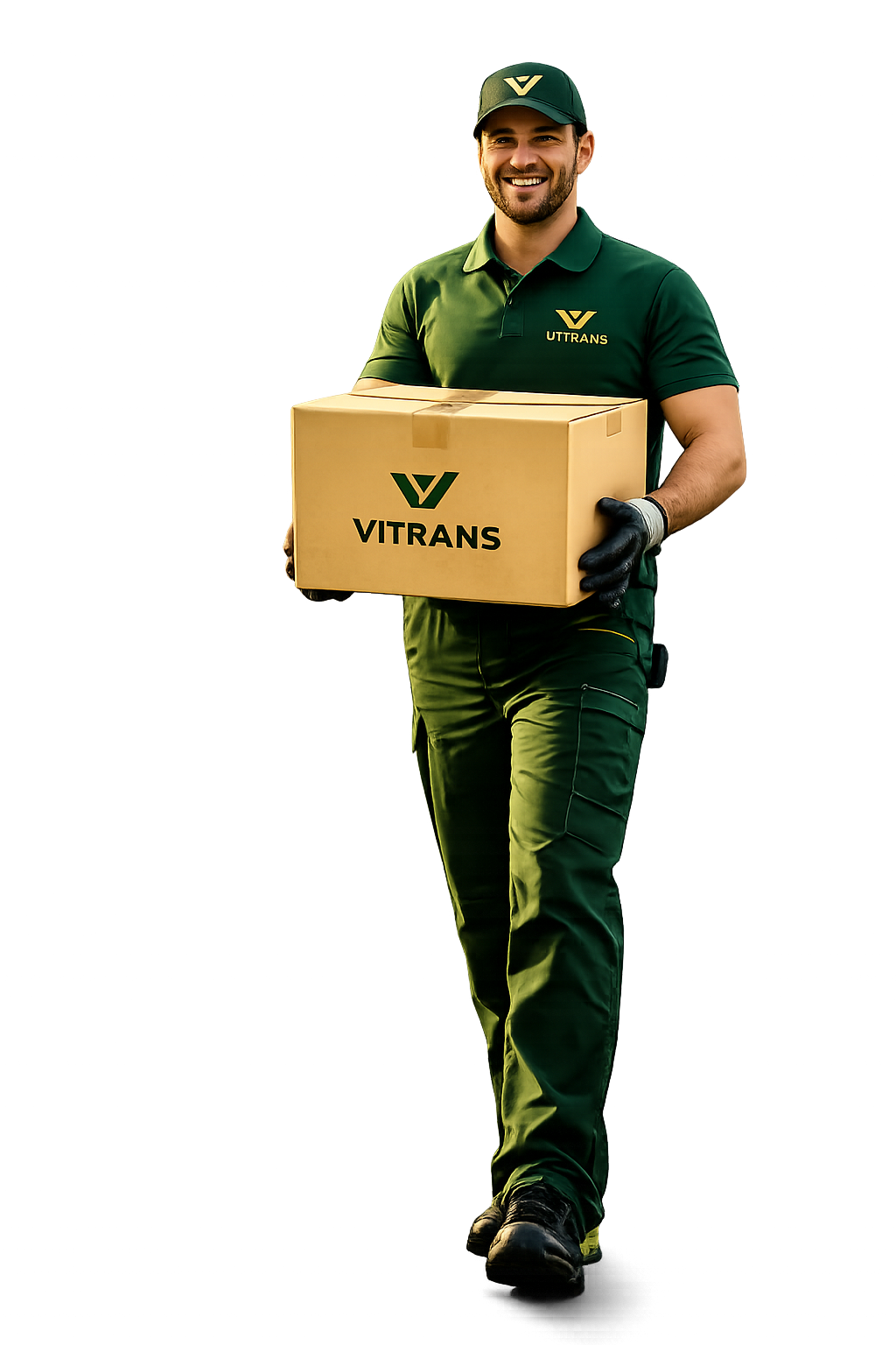 Сотрудник Vitrans с коробкой